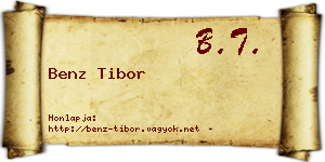 Benz Tibor névjegykártya